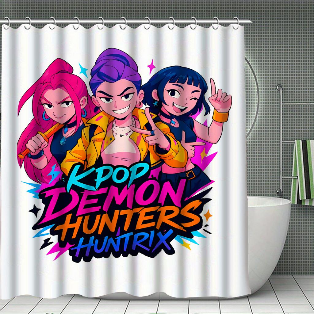 K-POP D-Demon H-Hunters Sprchové závěsy Omyvatelná tkanina Polyester Pro vanu Umění Koupelnová dekorace S háčky Vodotěsný závěs