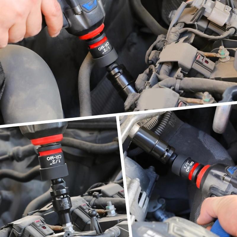 Professional Impact Socket Adapter And Universal Joint Combo Tool For Automotive Mechanical Repairs