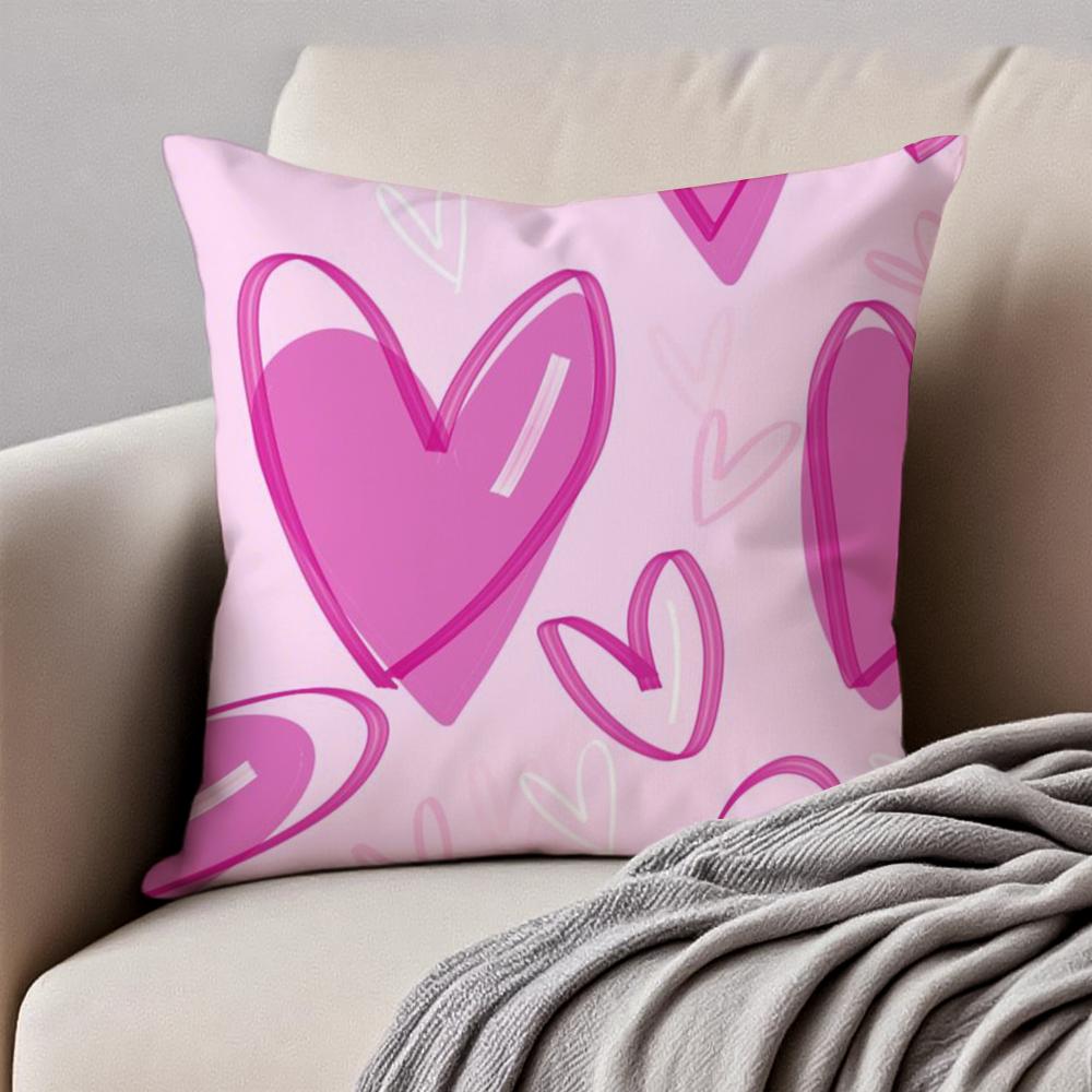 Lovely Heart Of Love My Beloved Cushion Cover Pillowcase Anti-Dustmite Invisible Zipper Short Plush Sofa Cushion