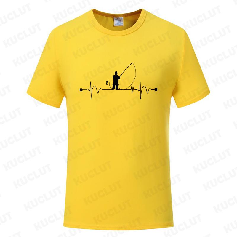 Fishing ECG Mens Tshirt Funny Design Graphic Y2k Tops Summer Male Clothing O Neck Short Sleeve Tees Gifts for Fishing Lovers
