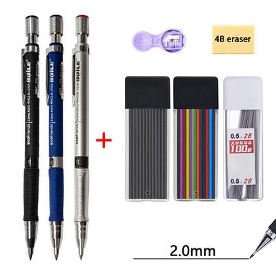 2.0mm Mechanical Pencil Art Drawing Design Automatic Pencil 2B Black/Color Lead Refill Writing Student Office & School Supplies