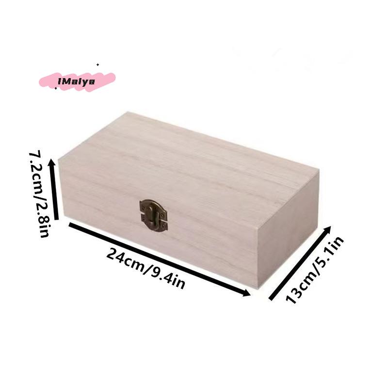 M-Rectangular Wooden Storage Box Organizer Wooden Storage Case Simple Storage Container Dust-Proof With Lock Jewelry Box Case