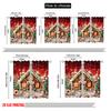 2 Stück 2D Flachdruck Weihnachtsvorhänge Frohe Weihnachten Lebkuchenhaus mit Weihnachtsmann Baum Lutscher Party Vielseitiger Stoff