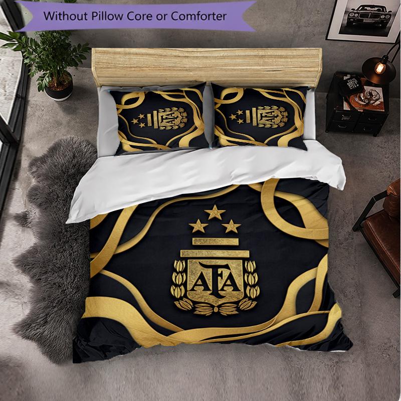 Argentina Football Pattern 3 Pieces Bedding Set Soft Microfiber Duvet Cover with Pillow Cases for Bedroom
