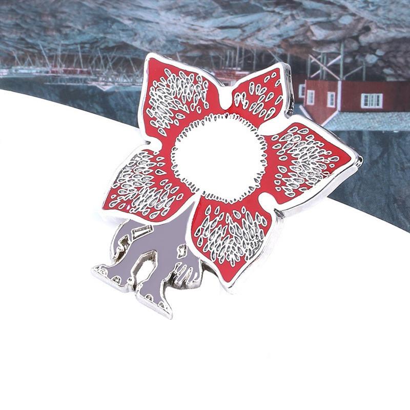 Stranger Things Alphabet Potted Plant Pin With Metallic Finish For Cosplay And Casual Wear