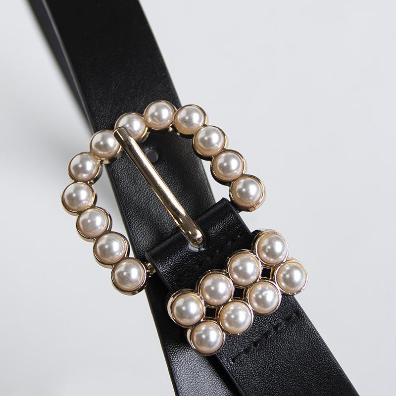 Senior Women's Belt, Pearl Buckle, Elegant, Sweet and Fashionable Young Women's Belt, Versatile Basic Women's Belt
