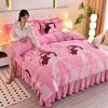 Cozy Flannel 230g Milk Velvet Printed Bed Set with Skirt - New Autumn/Winter Collection, Hot Seller