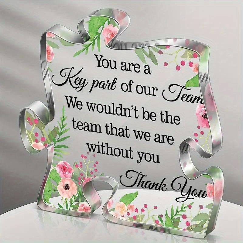 Памятная табличка «Спасибо» в стиле пазла, Вдохновляющий подарок коллеге по офису, Многоцелевой настольный декор для выпускного, Прощания, Благодарности учителю, Медсестре 10*10cm