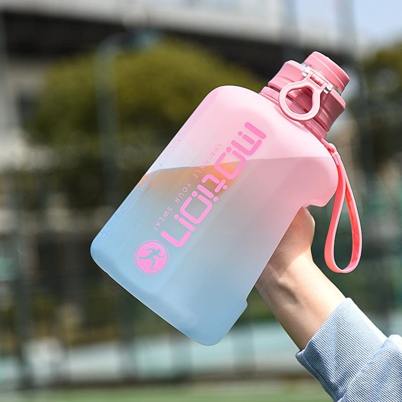Ton Ton Cup Frosted Gradient Pc Plastic Ton Barrels with Straw Roomy Outdoor Activity Athletic Fitness Bottle