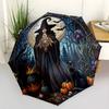 Witchcraft Halloween Magic Compact Travel Automatic Umbrella Folding Umbrella with 8 Ribs Lightweight for Women/Men Fashionable