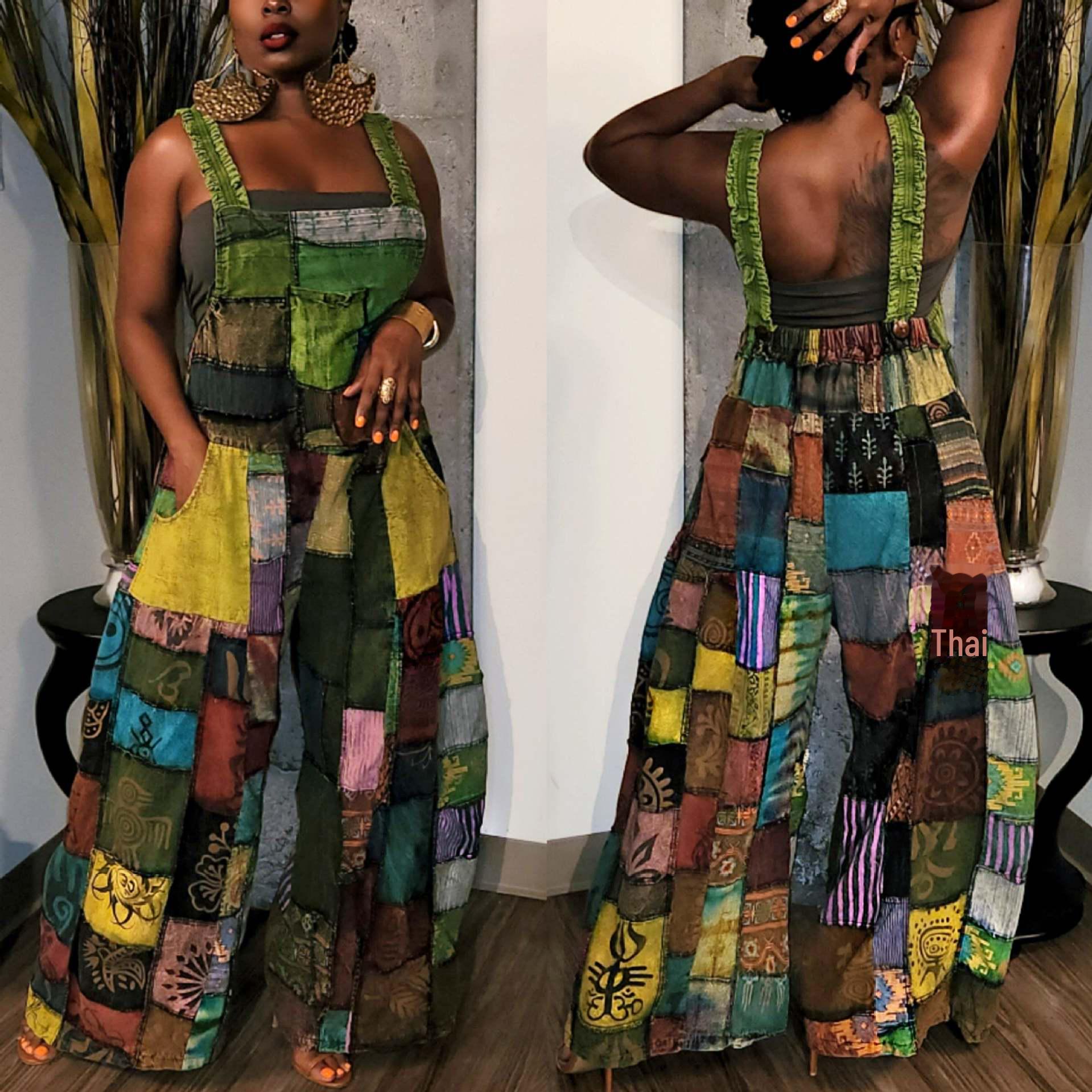 

Женские комбинезоны с принтом в стиле бохо – новый европейский и американский стиль XL зелёный