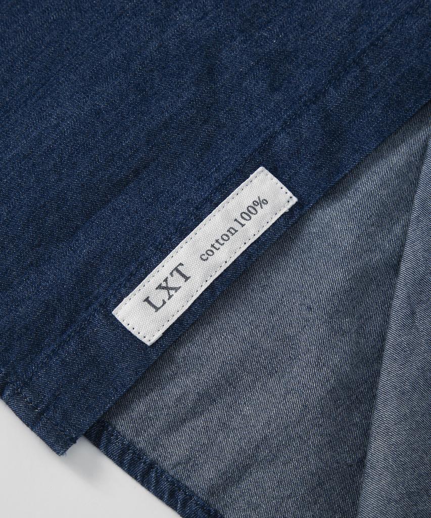 LXT Straight Cotton Longline Denim Shirt [Dark Indigo]