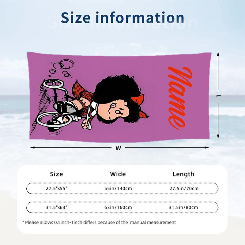 Mafalda Custom Name Printed Beach Towel Personalized Soft Towel For Swimming Beach Travel