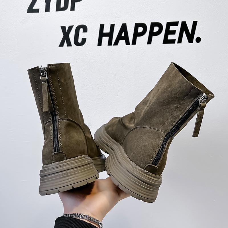 Fashion Leather Ankle Boots For Man Genuine Leather Big Size Boots High Quality Designer Formal Platform Casual Boots Fashion