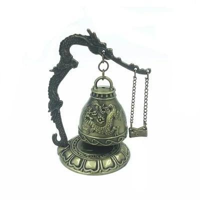 Exquisite Antike Heimdekoration Zinklegierung Vintage Stil Bronze Schlitz Drachengeschnitzt Buddhistische Glocke Chinesische Geomantische Kunstware 1 Stück