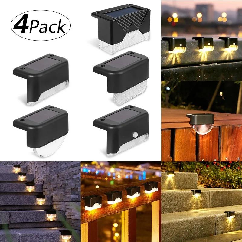 1/2/4PCS LED Solar Step Lamp Path Stair Outdoor Garden Lights Waterproof Balcony Light Decoration for Patio Stair Fence Light