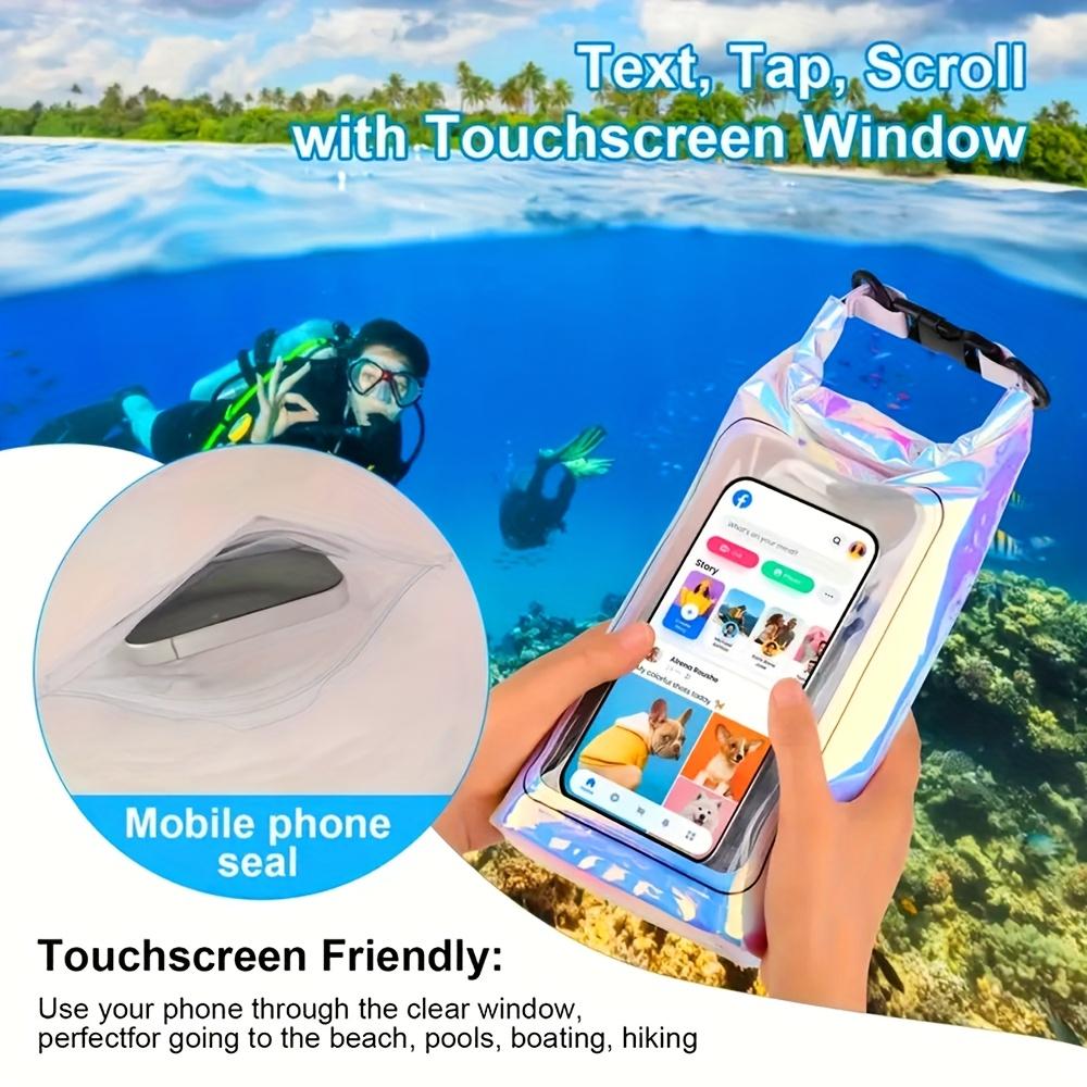 Multi-Use Holographic Waterproof Dry Bag Touchscreen Window Cross Body Bag for Beach Pool Kayaking & Outdoor Activities