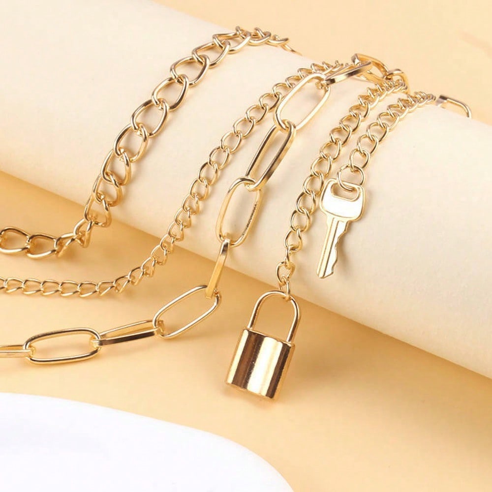 European and American Jewelry Hip-hop Fashion Padlock-shaped Waist Chain Women's High-end Accessories Pendant Trouser Chain