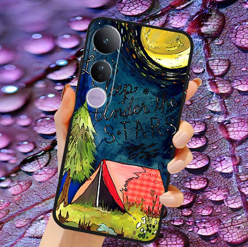 Case For Vivo V50 Lite Soft 3D Flower Relief Emboss Silicone Covers for Vivo V 50 Lite 4G 5G V50Lite Soft Capa Protective Casing