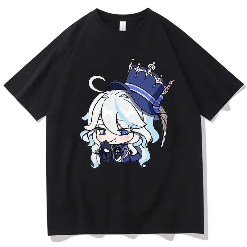 Anime Genshin Impact Furina T Shirts Kawiai Women T Shirt Aesthetic Short Sleeve T-shirt Unisex Tees Vintage Clothing Tops Y2k