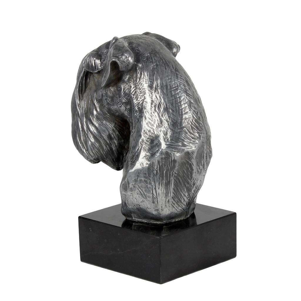 Schnauzer I - Figur auf Marmor, mit silbernem Metall überzogen, handgefertigt, Marke Art-Dog