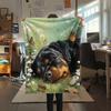 Rottweiler and Grass,pattern Flannel Blanket, High quality Comfortable for All Seasons, Home Decor, Warmth and Comfort, Perfect for Gifts.