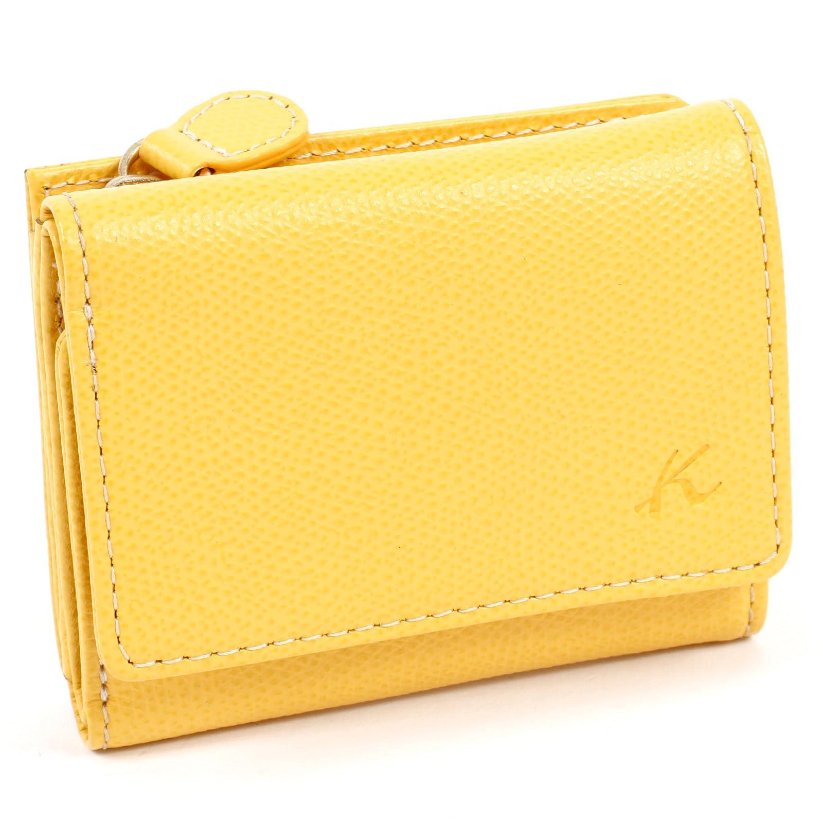 

Kitamura 43915 Women s Tri-Fold Wallet, Scratch-Resistant Embossed, Mustard/Ivory Stitching, Yellow, PH0635,