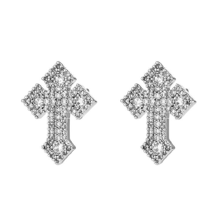 

Miniature Rhinestones Crosses Studs Earrings for Everyday Wear Hypoallergenically Copper Construction Accessories