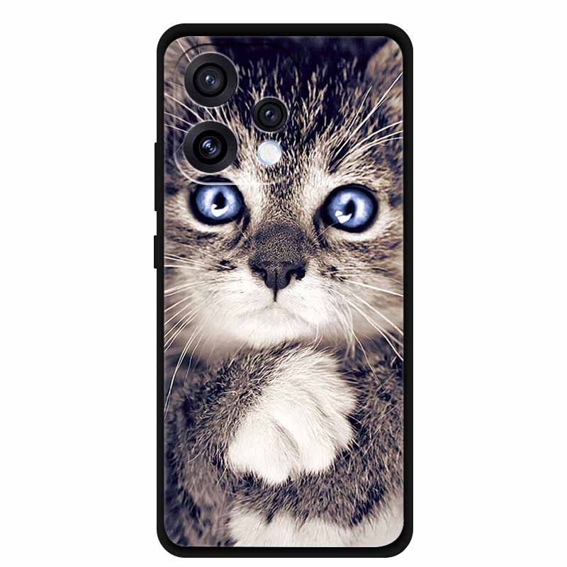 For Oppo Reno15 5G Case 6.59" Cute Cat Balck Edge Soft Silicone Wolf Phone Back Cover For Oppo Reno 15c 5G Protective Lion Funda