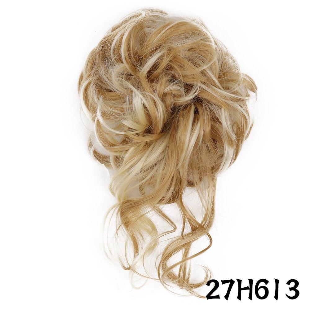 MERISIHAIR Damen-Haarknoten aus Kunstfaser, unordentlicher Chignon, lockiges Haar, elastischer unordentlicher Chignon für Damen, Haarteile, Schwarz, Braun