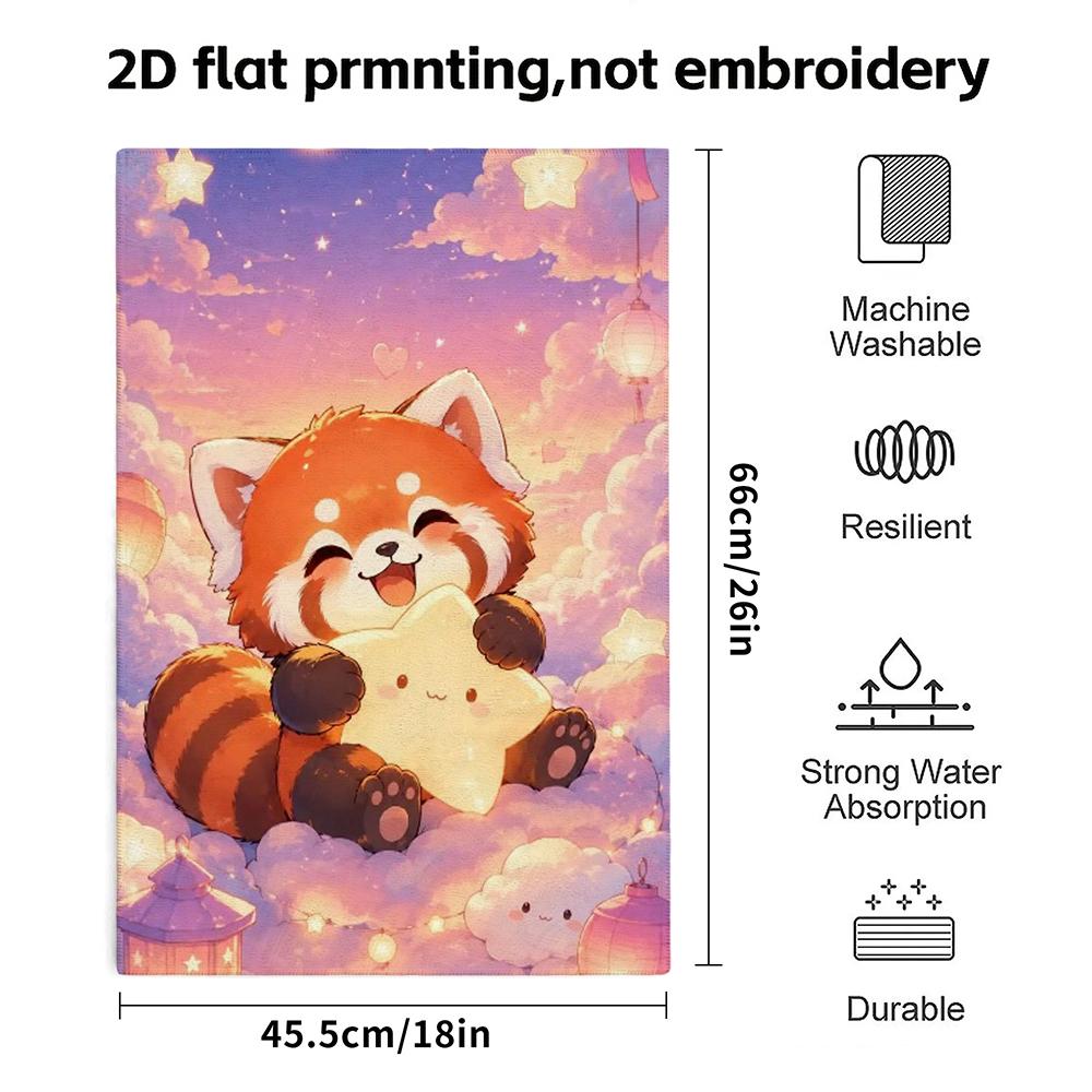 Cute Red Panda Star Printed Towel, Super Absorbent Soft Bath Towel