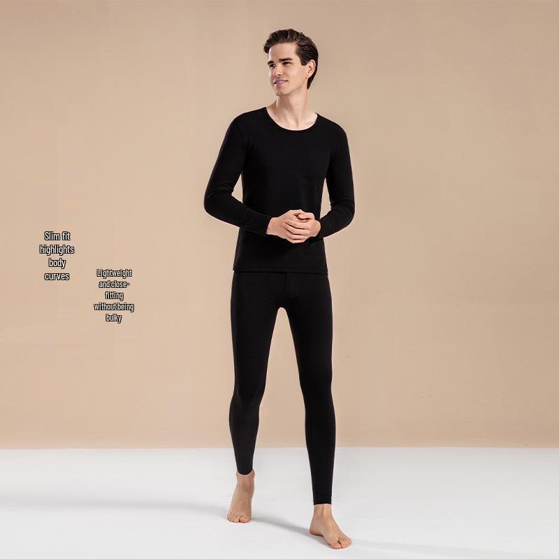 Men's Autumn Pure Cotton Thermal Set: Long Johns & Base Layer Shirt