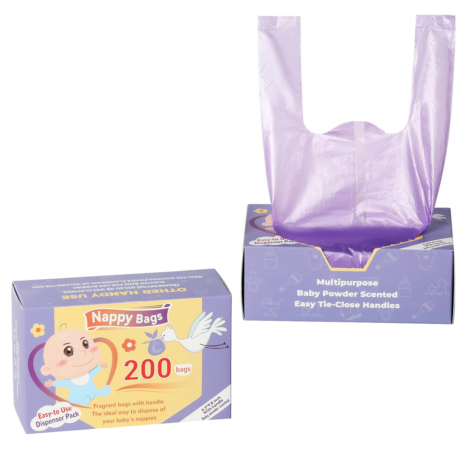 200Count Disposable Baby Diaper Bags Scented Diaper Sacks with Tie Handle Disposal Trash Sacks Baby Poop Waste Bag 1