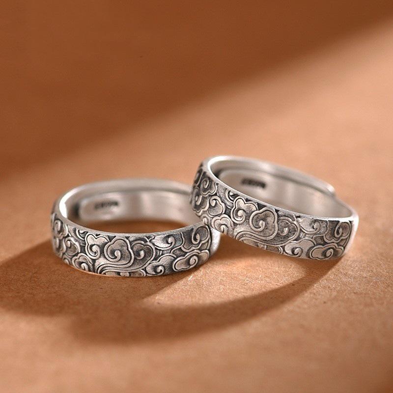 925 Silver-Plated Cloud Design Ring for Men and Women - Retro National Style
