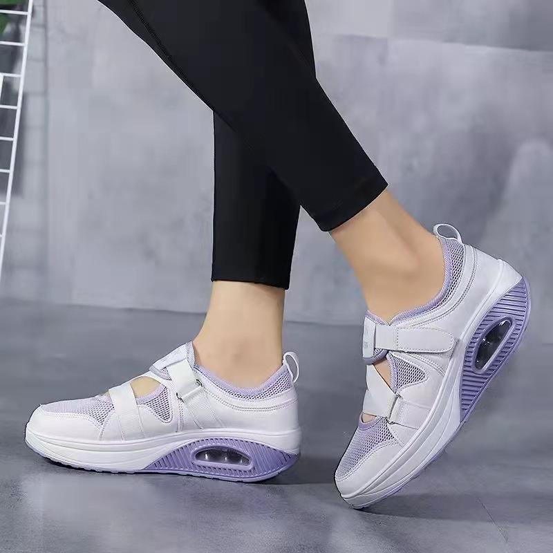 Summer new breathable cross-border hot sale air cushion women's single shoes thick-soled air cushion women's casual shoes Velcro shoes batch
