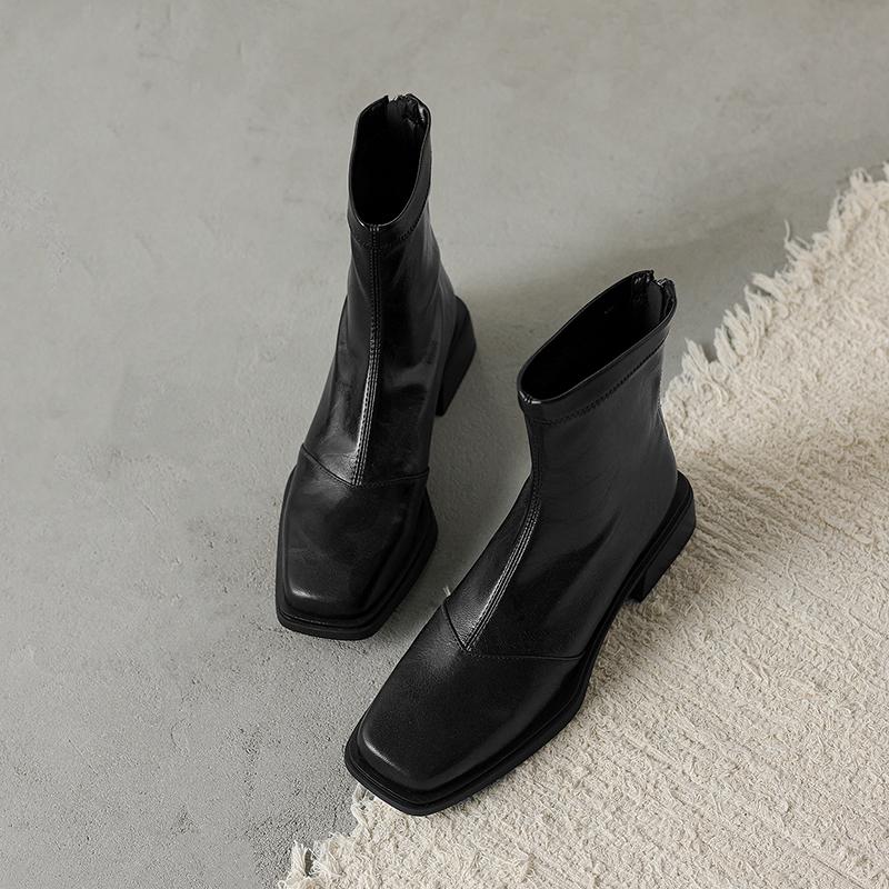 Ankle Boots Women Square Toe Fashion Dress Heeled Shoes Designer Dress Woman's Winter Boots 2025 Chelsea Botas De Mujer Shoes