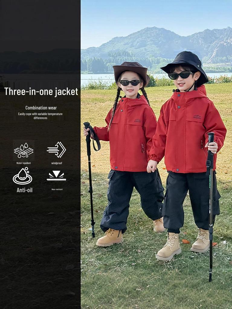 2025 Kids' Three-in-One Windbreaker Jacket - Spring/Autumn Style for Boys and Girls
