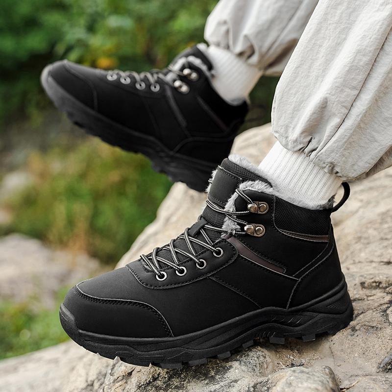 TUINANLE Ghete de iarnă pentru bărbați, călduroase, izolate, pantofi de drumeție, ghete de zăpadă pentru exterior, antiderapante, de înaltă calitate