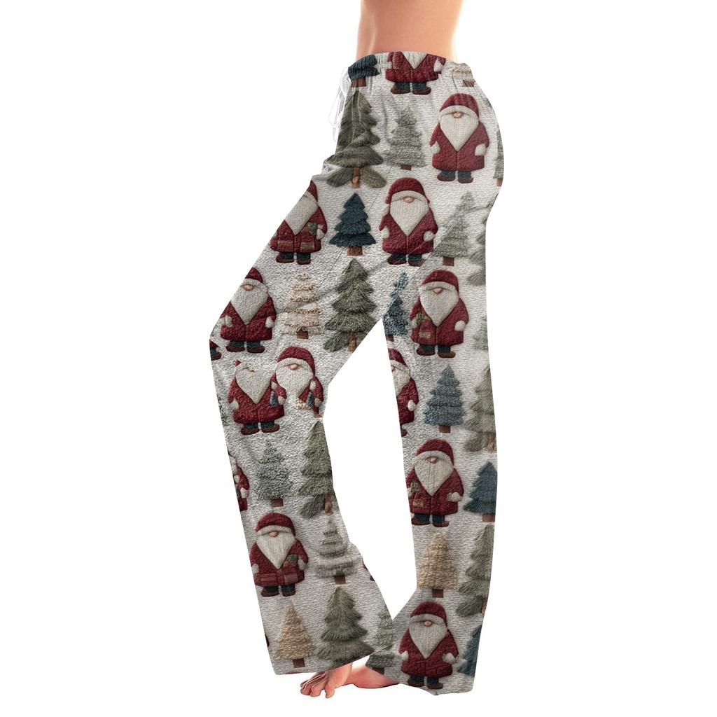 Women's Drawstring Christmas Printed Casual Pants