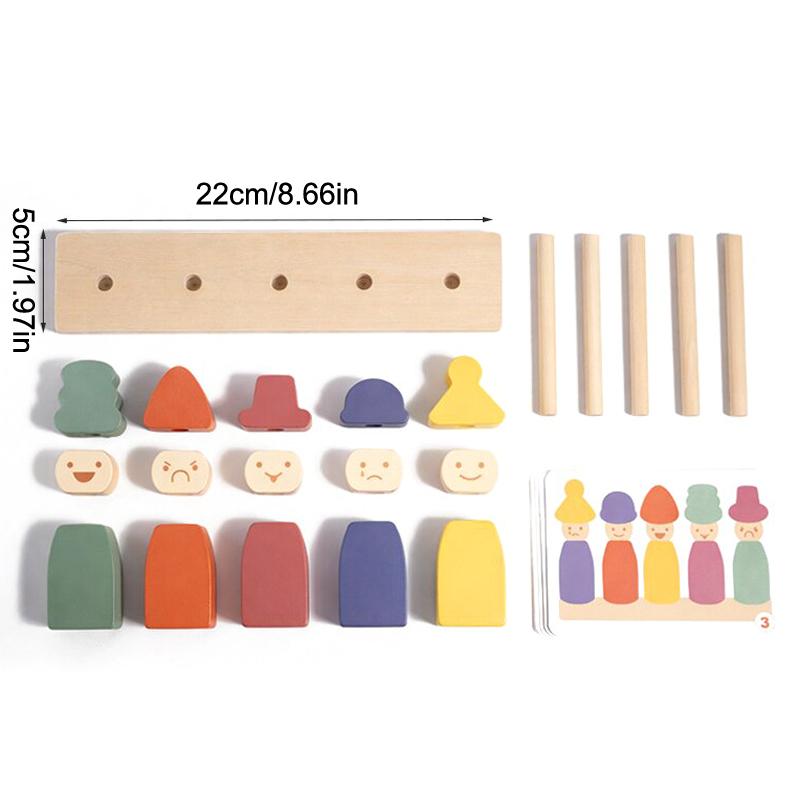 Color Sorting Toys Montessoris Wooden Early Learning Toys Fine Motor Skills Puppet Hat Face Match Creative Stacking Toys For Kid