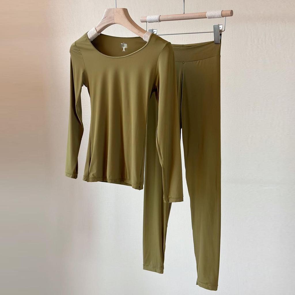 Set di biancheria intima termica da donna ultra-sottile senza cuciture - Strato base per Autunno/Inverno