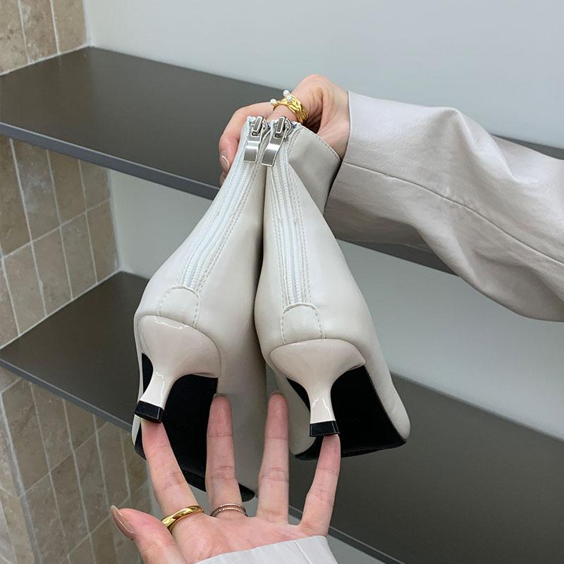 Fashion Footwear Low Heel Women Ankle Stretch Boots Female Casual Fashion Pointed Toe Modern Ladies Short Boots Pumps Shoes