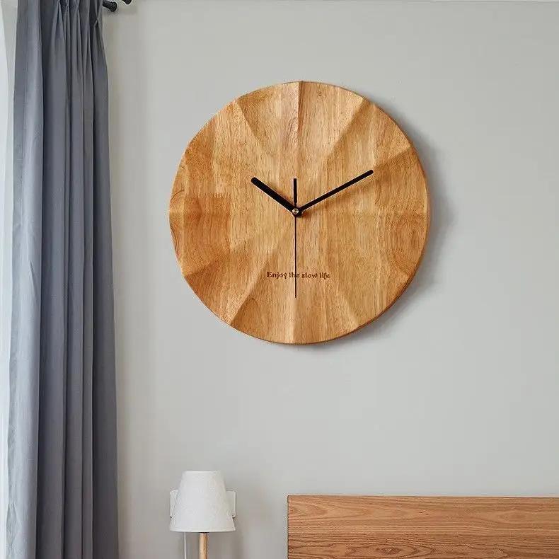Solid Wood Modern Simple Wall Clock Home Decor Fashion Wall Clock Living Room Decorative Wall Clock Decor Large Design