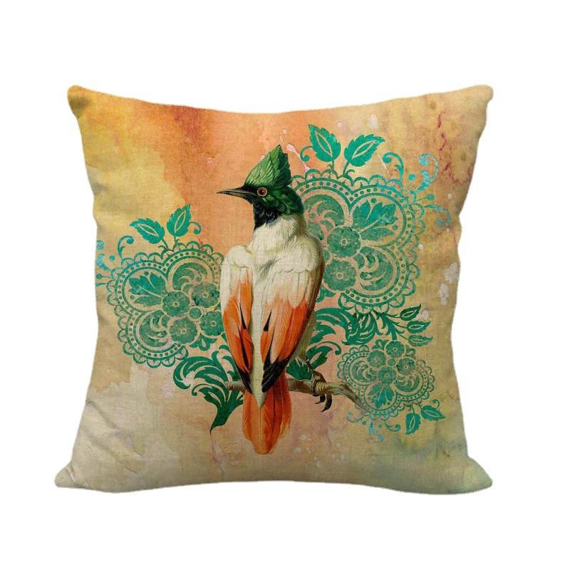 Retro Oil Painting Of The Long-Tailed Bird Digital Printing Short Plush Pillow Covers For Sofa Office Cushion Cover Home Goods