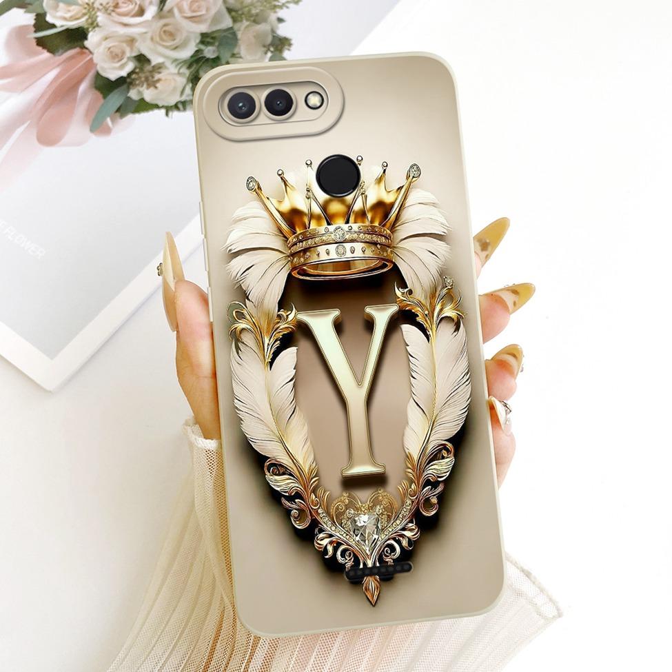 Cover For Redmi 6 Case Luxury A-Z Letters Fashion Crown 2D Painted Silicone Phone Casing M1804C3DG M1804C3DH M1804C3DI