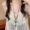 New Chinese Color Ceramic Beaded Star Necklace Female Bohemian Retro Ethnic Style Long Sweater Chain Accessories