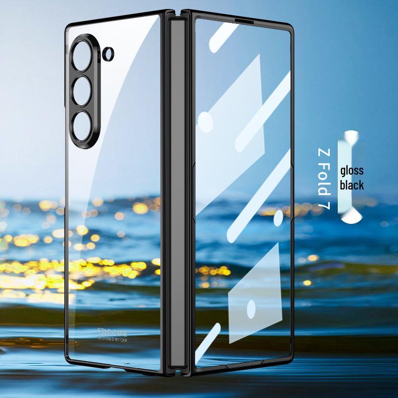 Samsung Z Fold 7 Transparent Electroplated Phone Case with Integrated Folding Design and Anti-drop Protection