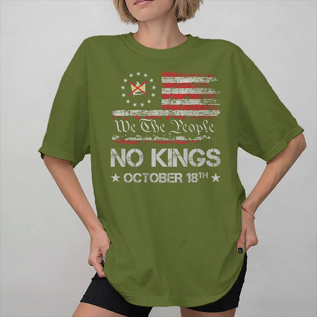Printed No Kings In America T Shirt for Unisex Women Cotton Tee Shirt Short Sleeve Clothing