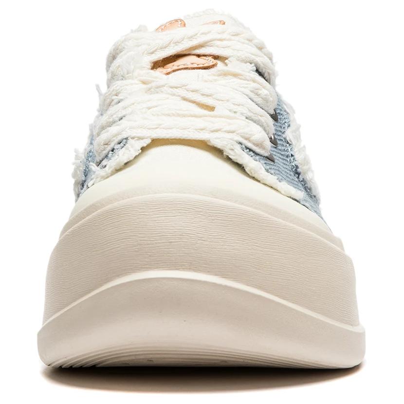 New LiNing Honey Platform Cushioning Anti Slip And Wear Resistant Height Increasing Low Top Casual Shoes Women's Blue White AGCU046-6