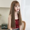 Women's Front Lace Heat Resistant Long Black Straight Wig with See Through Bangs Ladies Daily Use Natural Looking Synthetic Fiber Wigs
